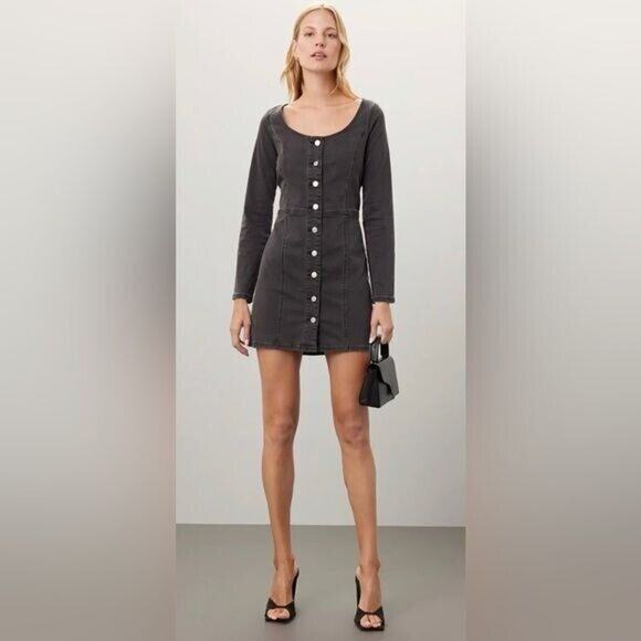 Levi's Dresses & Skirts - RTR Levi'sVeda Denim Dress Charcoal Mini LBD Button Down Chrome Sz XS Jean gray